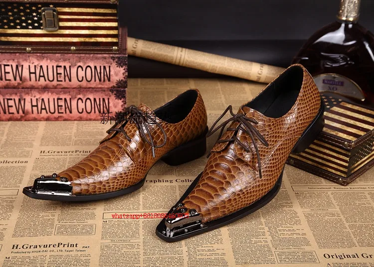 Choudory Men Dress Shoes 2021 Pointy Snake Skin Oxford Shoes For Men Flats Chaussure Homme Mens Italian Leather Shoes