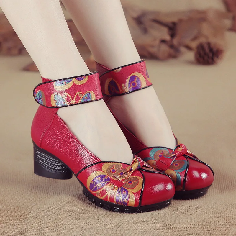 Xiuteng 2022 Women Pumps Casual Style Square Med Heel Spring Elegant Shallow Ladies Thick with Shoes Genuine Leather Sandals