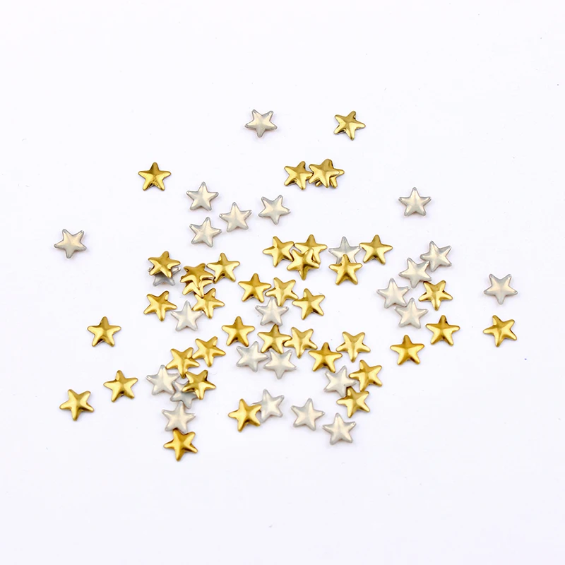 3mm/4mm/5mm Gold/Silver Five-pointed Star Hot Fix Nail Art Rivet Punk Rock Style For DIY Nail Art Decoration