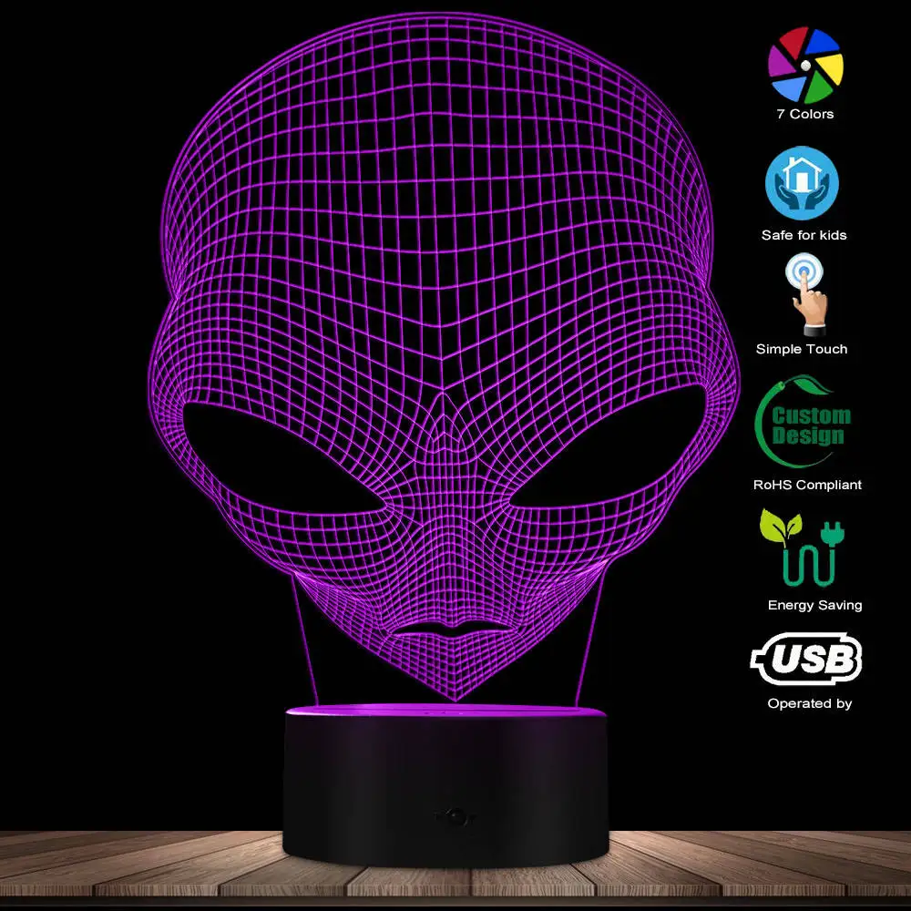 3D Pop-eyed Alien Collection Instinct LED Optical Illusion Novelty Night Light Color Changing LED Light Cartoon Night Lights