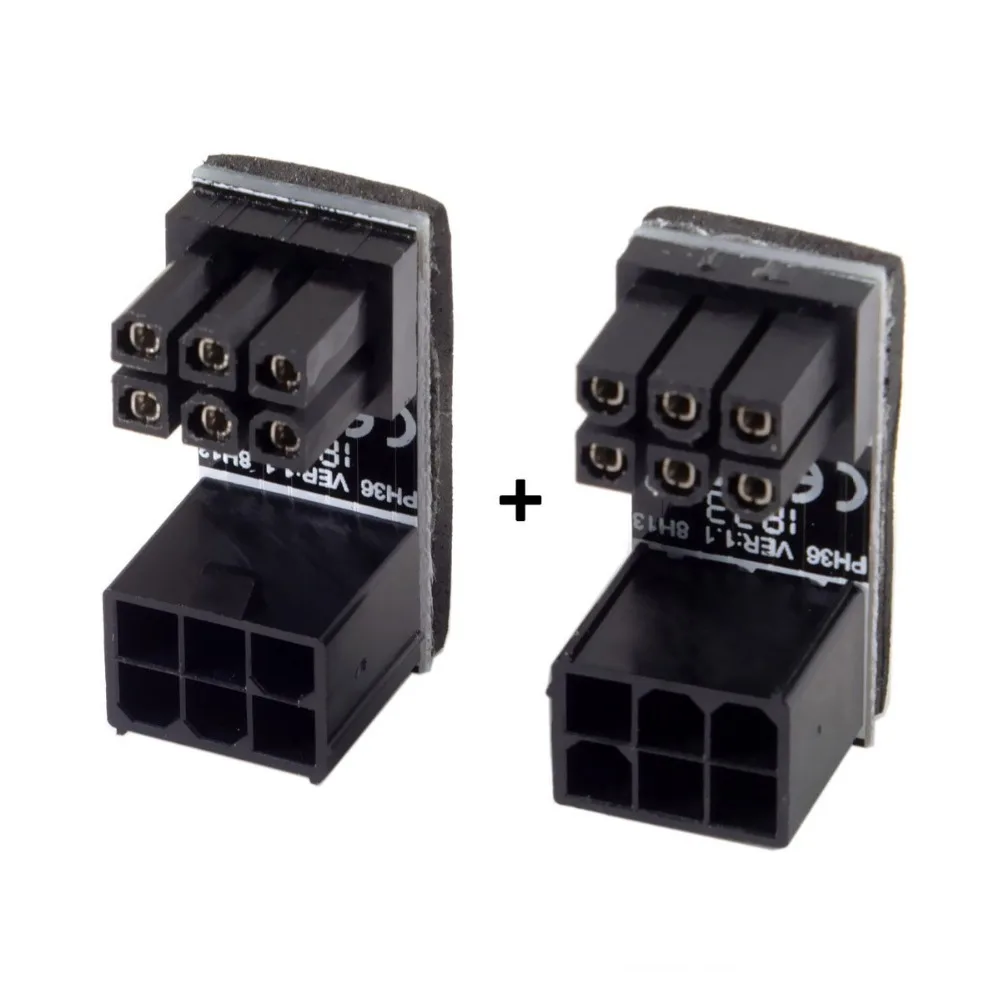 

1Pair 2PCS ATX 6Pin male to Female 180 Degree Angled Power Adapter for Desktops Graphics Card