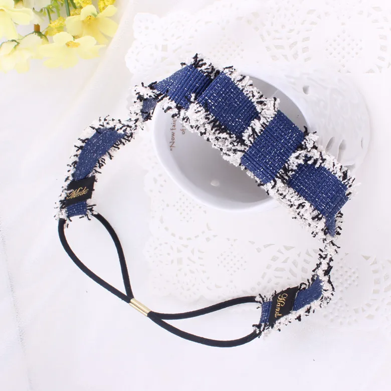 Hot 2017 New Girls Women denim bows headband girls elastic headbands lady hair band jeans tassels headbands