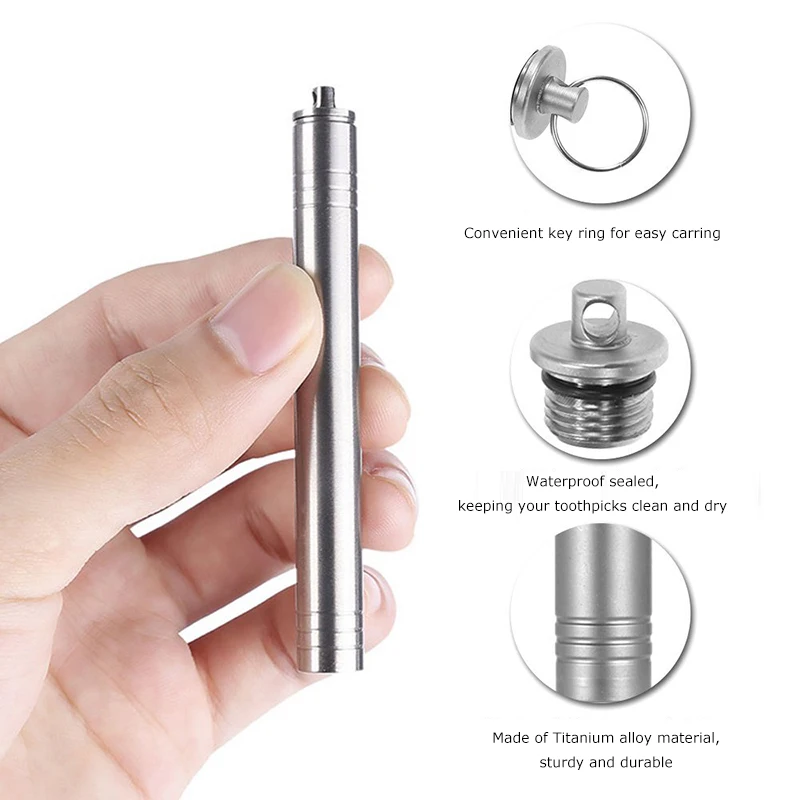 Titanium Pill Capsule Fob Match Airtight Watertight Waterproof  Storage Container Dry Box Seal Bottle Toothpick Ear Pick Holder