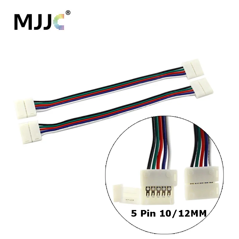 Solderless RGBW LED Connector 5 Pin 10MM 12MM 15CM Long Extension Cable with Quick LED Stripe Connector Free Welding