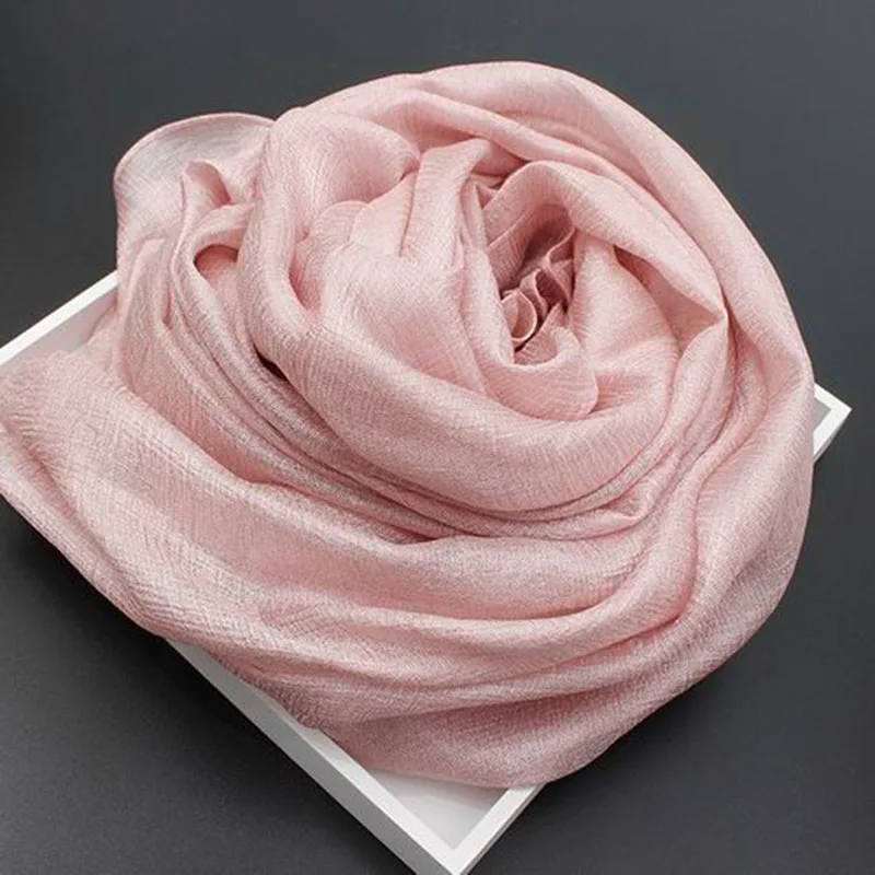 LaMaxPa Women Scarf Pure Luster Color Dutch Linen Shawl Femme All-match Elegant Hijab Femme Soft Schal Mujer Breathable Bufanda