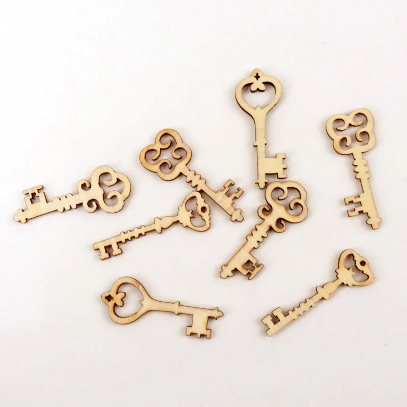 Natural Wood Color Key Wood Pattern Scrapbooking Art Collection Craft for Handmade Accessory Sewing Home 16x36mm 20pcs MZ145