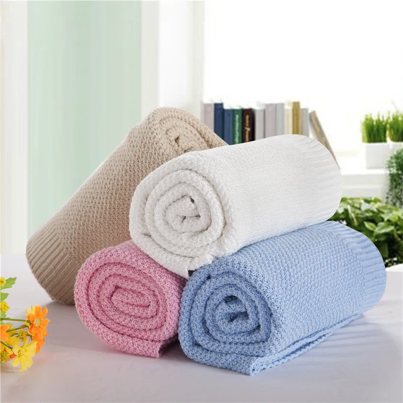 100% Cotton Knitted Blanket Baby Throw Infant Sleeping Blankets Close-Fitting Grade A Towel For Children Kids