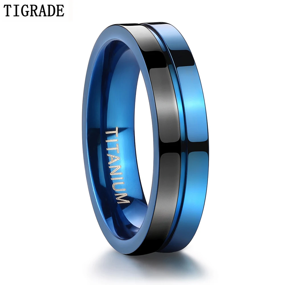 Tigrade Black Blue Titanium Ring 5mm 7mm Men Women Engagement Anel Masculino Rings For Male Wedding bague Anillos Hombre