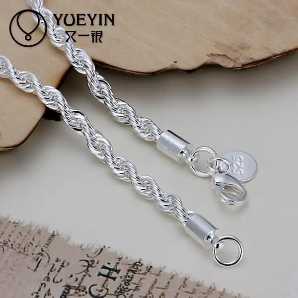 Silver Plated Bracelet For Women Men Lovers Unisex Couple Silvery Wedding Jewelry Hand Rope Chain Bracciali Trend Wholesale H207