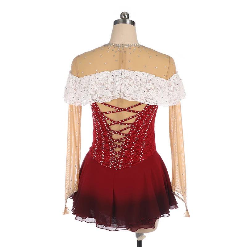 Nasinaya Figure Skating Competition Dress Customized Women's Rhythmic Gymnastics Dance Performance Lace Rhinestone