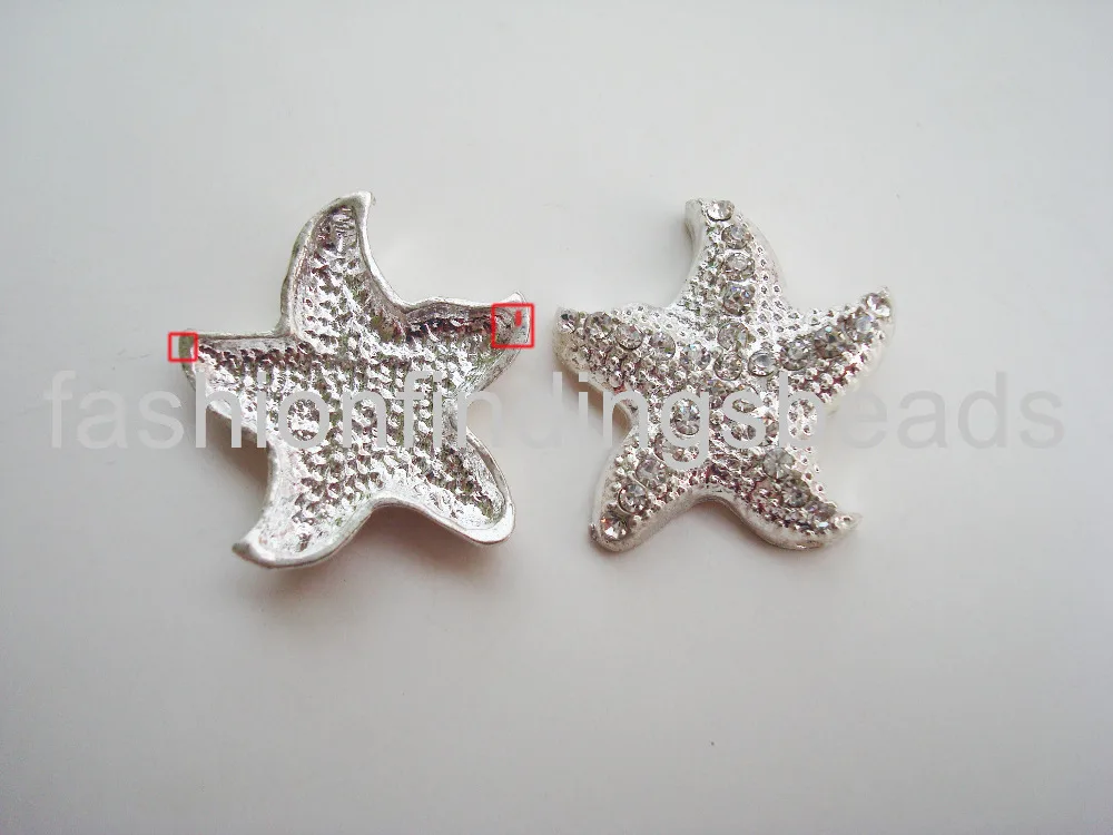 10 pieces 25*25 mm starfish jewelry findings loose for bracelet beads,alloy sea star charms plated silver charms beads