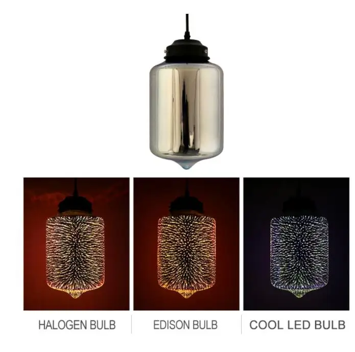 Modern 3D Colorful Nordic Starry Sky Hanging Glass Shade Pendant Lamp Lights E27 LED For Kitchen Restaurant Living Room