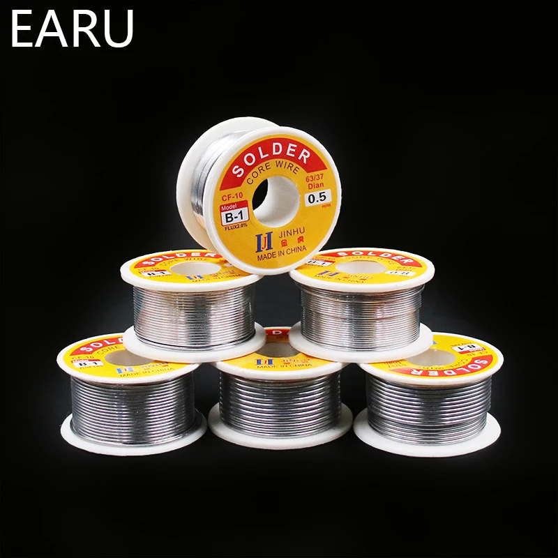 0.6/0.8/1/1.2/1.5/2MM 63/37 FLUX 2.0% 45FT Tin Lead Wire Melt Rosin Core Solder Soldering Wire Roll for Eletric Solder Iron 100g