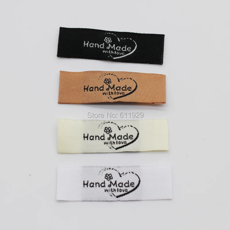 free shipping handmade labels/DIY gift label/clothing woven label/doll label/hand made with love tag/garment tag 200 pcs a lot