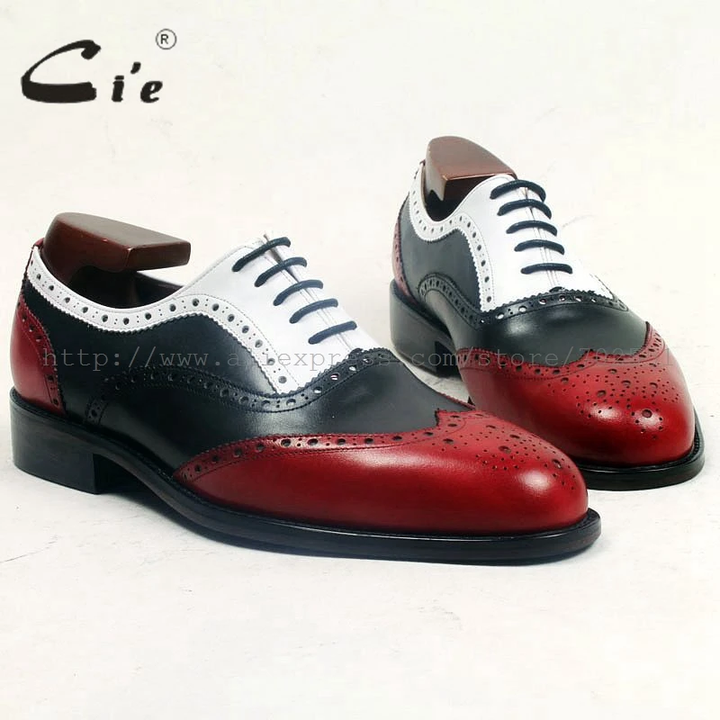 

cie round full brogues medallion red black white mixed color full grain calf leather breathable handmade men leather shoe ox500