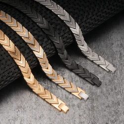 Vinterly Black Magnetic Bracelets Men Chain Link Stainless Steel Bracelet Men Health Energy Germanium Bracelets Bangles for Men