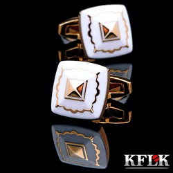 KFLK jewelry Fashion French shirt cufflink for mens Brand Cuff link Button High Quality Gold-color Wedding Groom guests