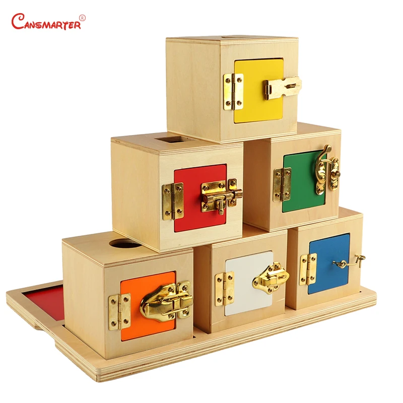 6 Lock Box Exercises Games Training Wooden Toys Metal Locks School Montessori Materials Educational Materials Toys for Children