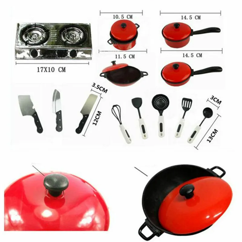 Conjunto Completo Utensílios De Cozinha Doméstica, Brincar De Casa De Brinquedo, Panelas, Panelas, Pratos De Comida, Panelas, Panela, Utensílio, 13Pcs