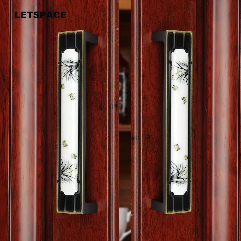 Free shipping High-top Wardrobe pulls Wine cabinet door handles European Exquisite ceramic drawer cabinet knobs Furniture handle