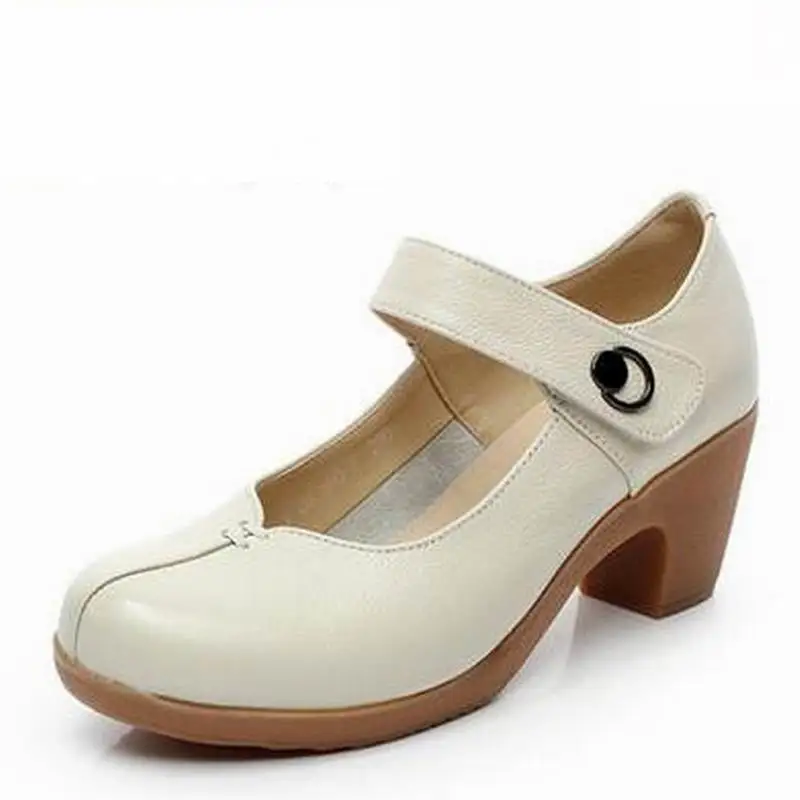 GKTINOO Spring Autumn Shoes Woman 2024 Genuine Leather Women Pumps Lady Leather Round Toe Platform Shallow Mouth Shoe Size 32-42