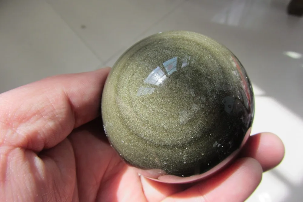 65mm NATURAL OBSIDIAN POLISHED SPHERE BALL Distinctive HEALING 340g