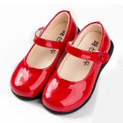 2023Spring New Childrens Girls shoes black student Leather shoes Girls Kids School Shoes Black Red White 3 4 5 6 7 8 9 10 15Year