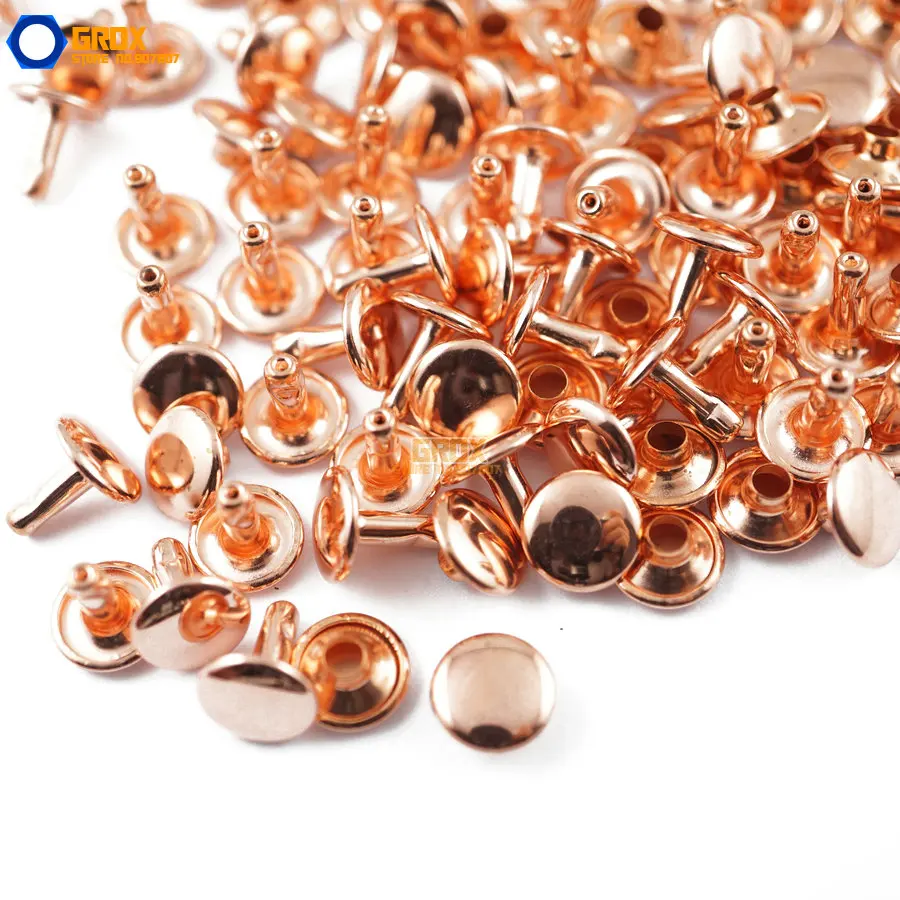 

300 set 9*8mm Rose Gold Double Cap Round Rapid Rivet Punk Rock Leathercraft Rivet