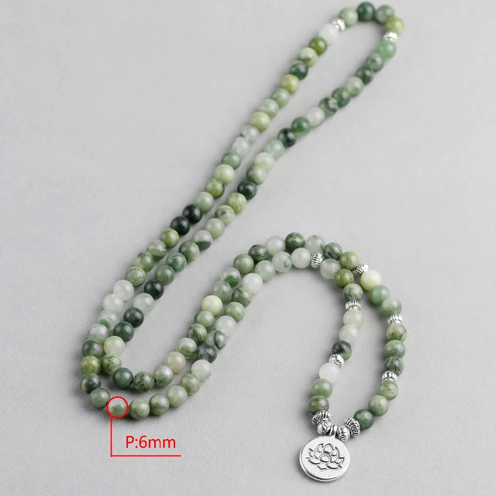 Women\'s Natural Green straw hat Onyx Bracelet 108 Mala Bracelet Buddha Pendant Chakra 6MM Beaded Necklace Yoga Prayer Bracelets