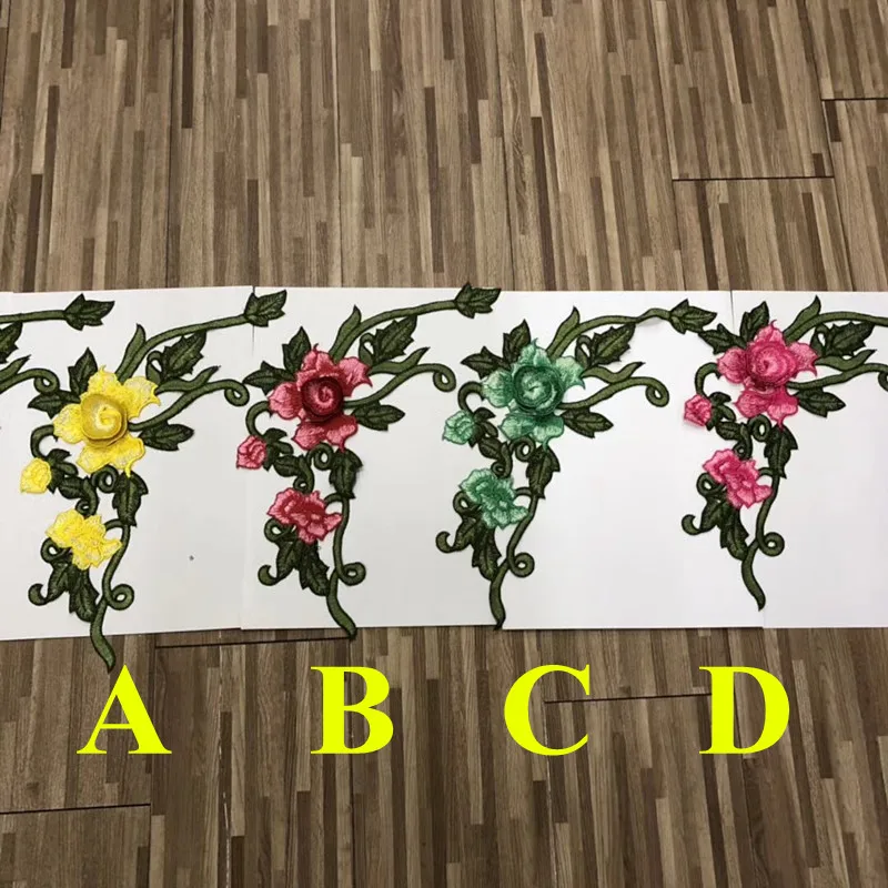 

Dyed yarn polyester embroidery 33cm*21cm guipure flower patch,embroidery flora applique,8 colors available,HFXP-171217L