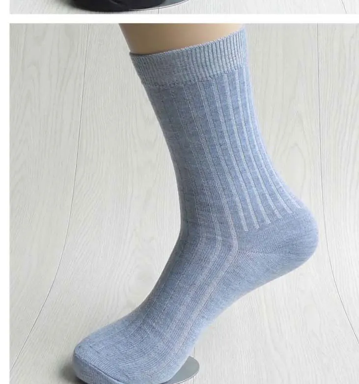 Fcare 10PCS=5 pairs bamboo fiber men dress socks white black gray navy blue long socks sokken calcetines hombre meias