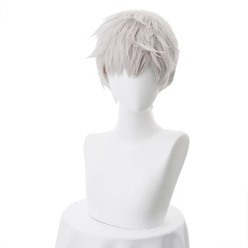 New Arrival Game Cosplay Wig 30cm Short Straight  Hair Soldier 76 Jack Morrison  Wig for Man Boy Costume Party Silver Grey