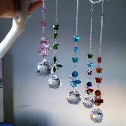 Crystal Ball Pendant Accessories Colorful Butterfly And Octagonal Hanging Nice Drop Pendant Suncatcher Parts Wedding Home Decor