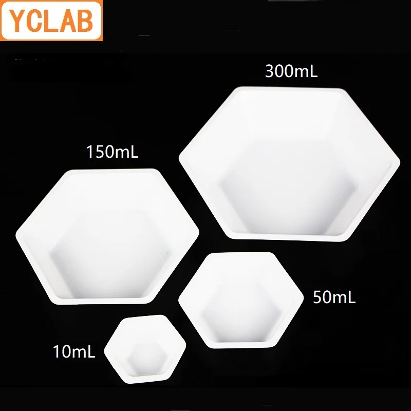 YCLAB ASONE 10mL Weighing Plate PS Plastic Boat Hexagon Dish Polystyrene Antistatic Laboratory Chemistry Equipment