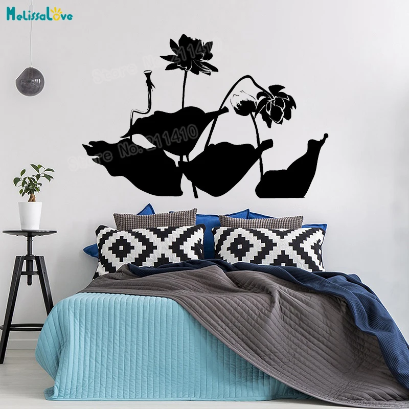 Simple Flower Wall Sticker Lotus Vinilos Paredes Home Decor For Living Room Bedroom Self-adhesive Art Vinyl Murals YT375