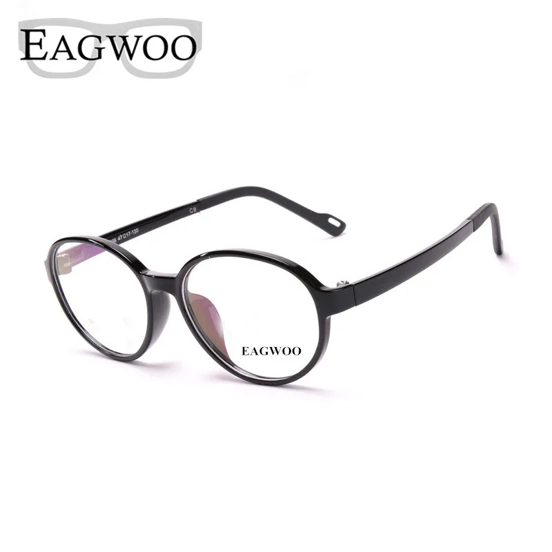 EAGWOO Plastic TR Eyeglasses Children Optical Glasses Plain Round Vintage Optical Frame Boy Girl Sepectacle Eye Glasses 1036