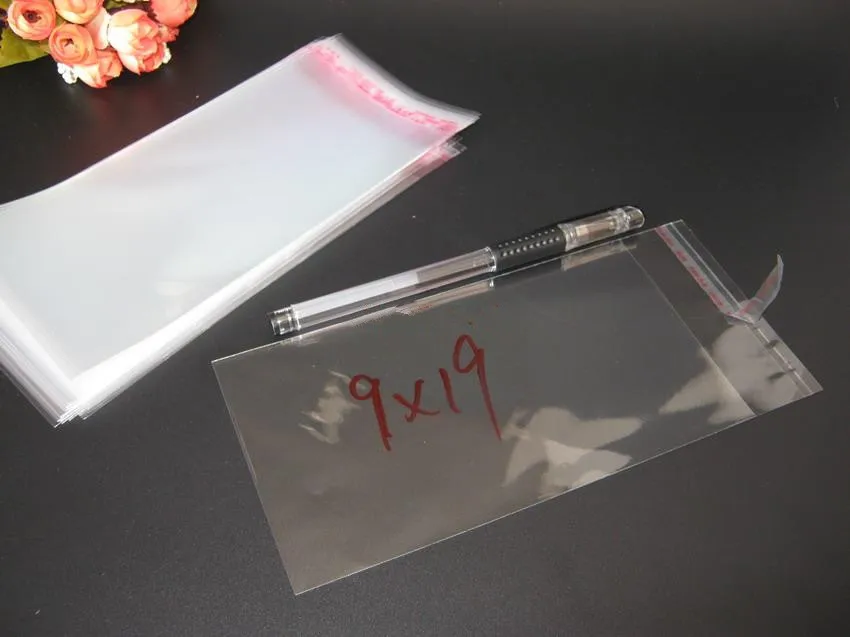 300pcs/lot-9*19cm Clear Resealable BOPP/Poly/ Cellophane Bags OPP Self Adhesive Plastic packaging cosmetic Packing bags