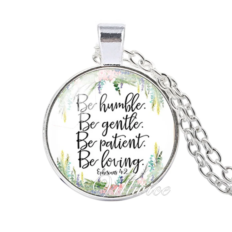 Be patient Be gentle Be humble Be loving scripture quote bible verse necklace Inspirational jewelry for christian faith gifts