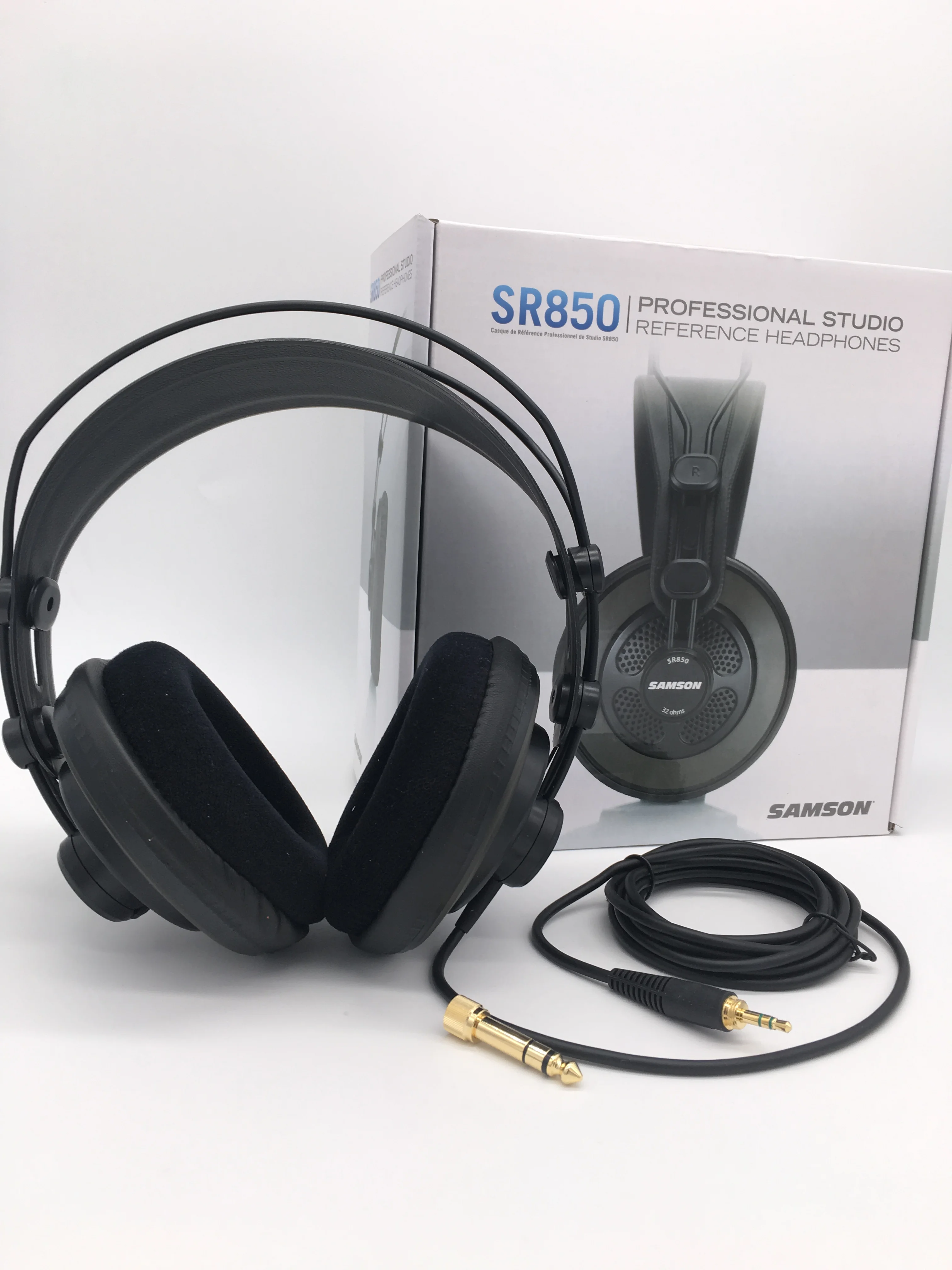 Samson SR850 Semi-Open-Back Studio Headphone monitoring headset with velour ear pads for studio recording hi-fi monitoring