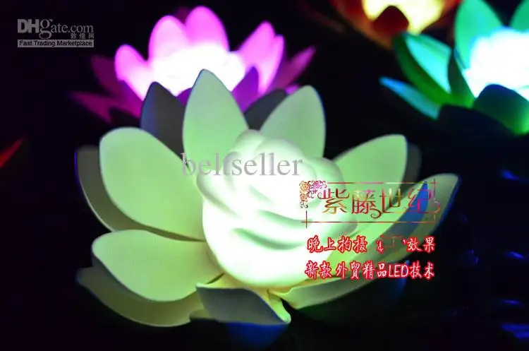 Diameter 17 cm Artificial LED Floating Lotus Flower Lamp With Colorful Changed Lights For Wedding Party Decorations Supplies