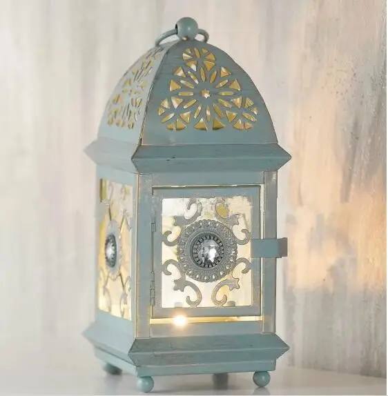 High-21cm,Exports Blue Gilt To Do The Old Iron Flash Drill Small Wind Light Ornaments Home Decorated