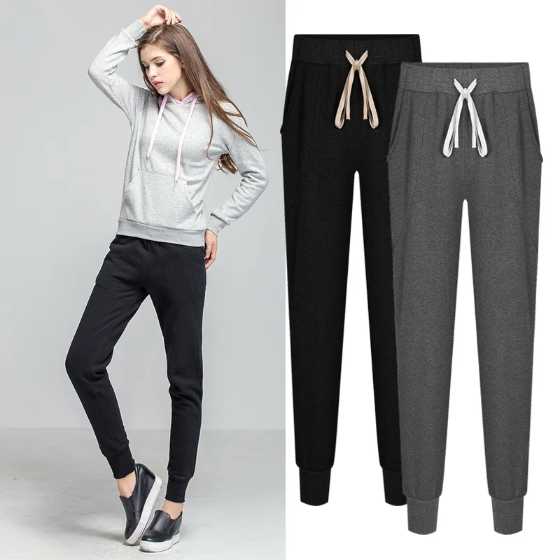 

Large Size Pants Female Autumn Casual Sport Jogger Sweatpant Lace Up Elastic Waist Trousers Women 5xl 6xl