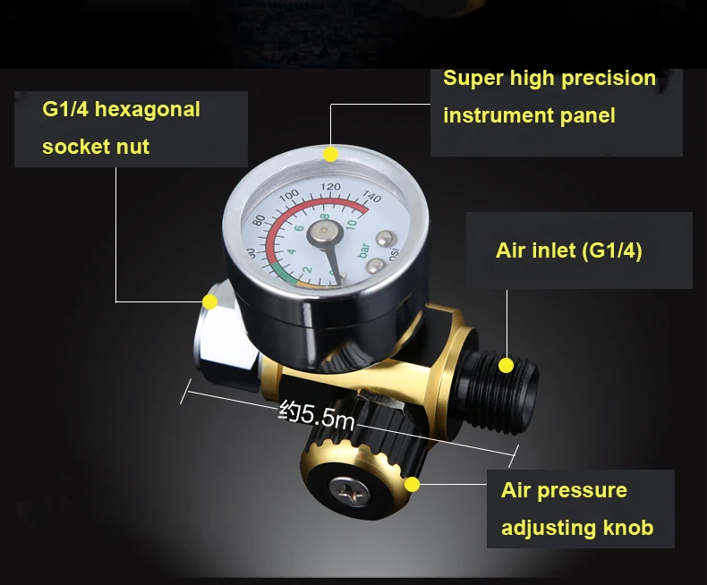 1pcs Air Line Control Compressor Pressure Gauge Relief Regulating Regulator pressure regulator spray gun regulator