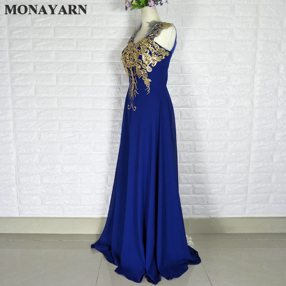 Robe de Demoiselle d'Honneur en Or Pur Bon Marché, Bleu Royal CAN ac, Ligne A, Longue, pour Soirée de Mariage, Nouvelle Collection 2018