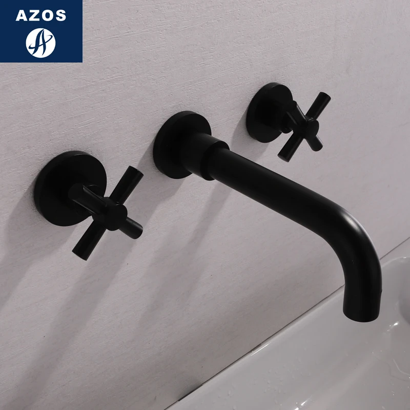 

Azos In-wall Faucet Soft Wash Basin Brass Chrome Cold and Hot Switch Rotatable Shower Room Basin One-piece Double Handle Three H