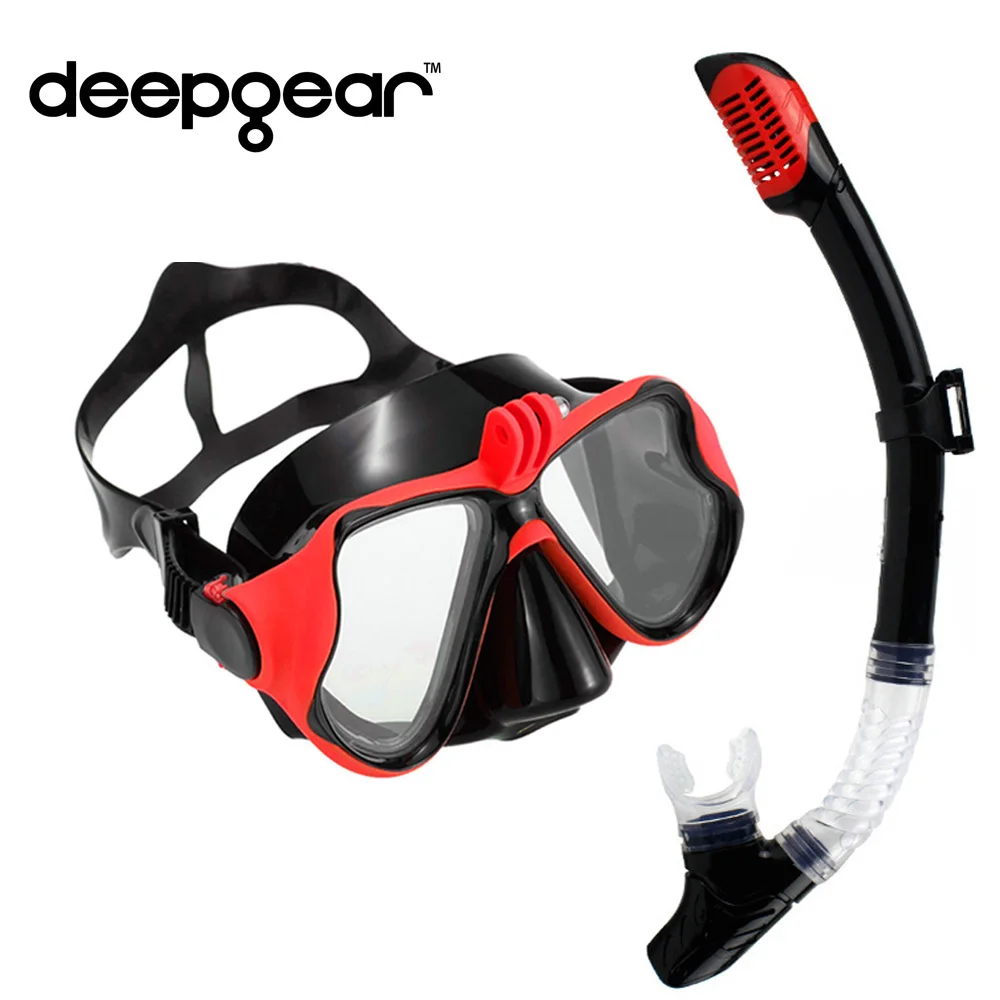 Professional scuba diving mask and snorkel set tempered lens Gopro camera diving mask dry top snorkel gears hot watersport gears