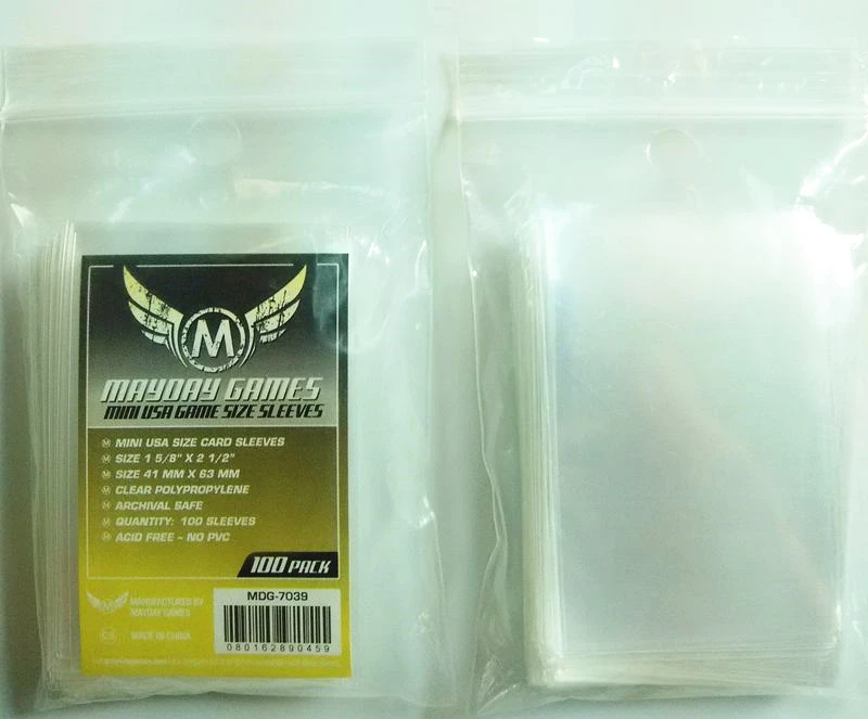 5 packs/lot MAYDAY Card Sleeve 7039 voor 41x63mm kaarten protector clear pack case Board Games mouwen