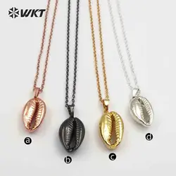 WT-JN046 WKT Natural Cowrie Shell In Full RoseGold Electroplated Pendant Necklace charming conch necklace in lovely