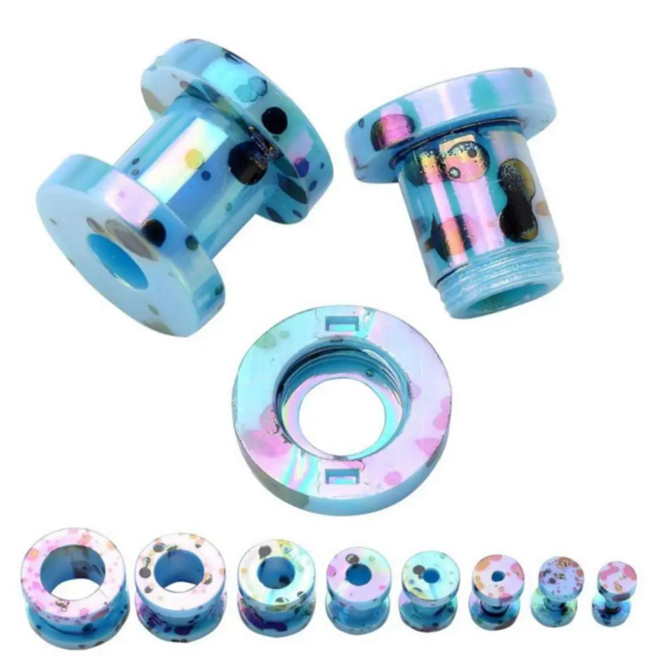 2 pcs Fashion Flesh Tunnels Ear Plugs Big Gauge Piercing Expander Lake Blue Acrylic 2mm - 12mm Pircing Body Jewelry for Men