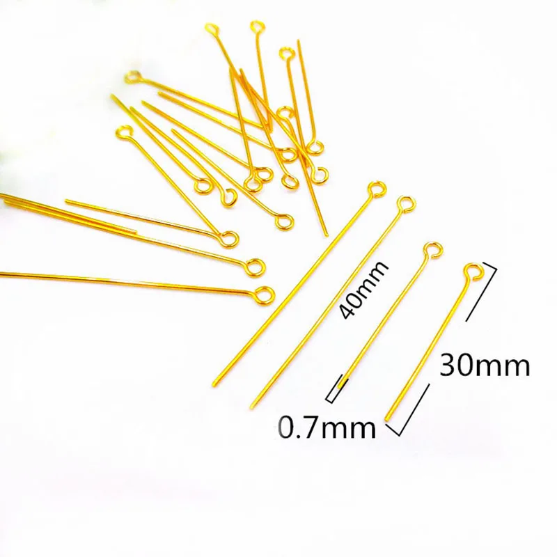 

50pcs Stainless Steel Gold Color Eye Head Pins 30mm/40mm Findings For Diy Jewelry Making Jewellry Accessories